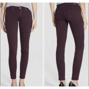 PAIGE Women's Skinny Color Pinot Noir Coated Verdugo Ankle Jeans Size 25